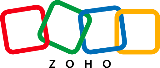 ZOHO Logo - a red, blue, green and yellow square intersecting one another horizontally.